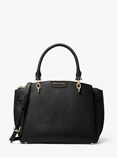 michael kors rochelle large saffiano leather satchel|Michael Kors saffiano bag black.